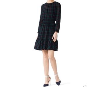 J. Crew | Glendale Cinched Waist Plaid Dress Knee Length Schoolgirl Green Large